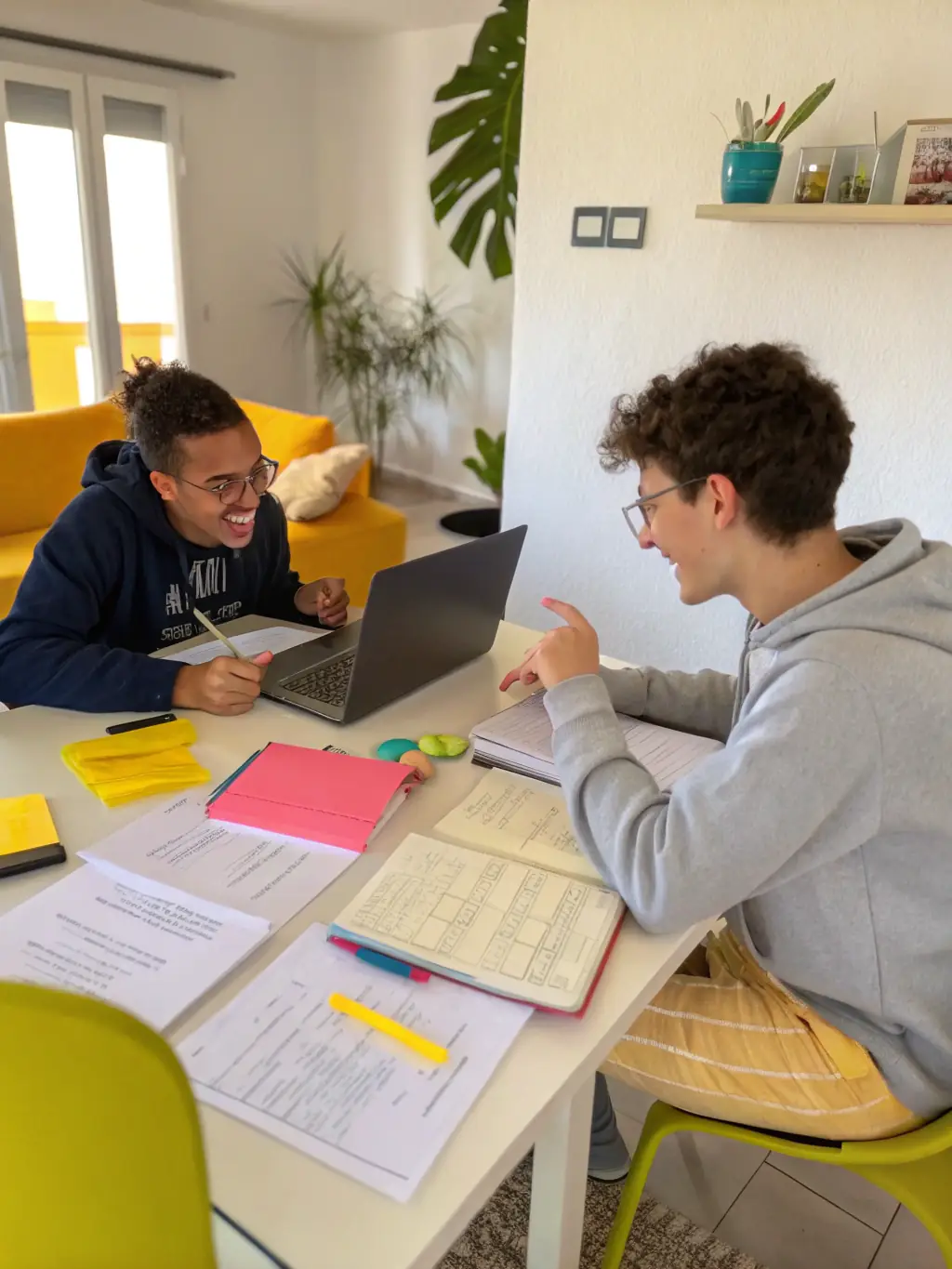 A consultant reviewing an assignment with a student, providing feedback and suggestions for improvement, highlighting the personalized approach.